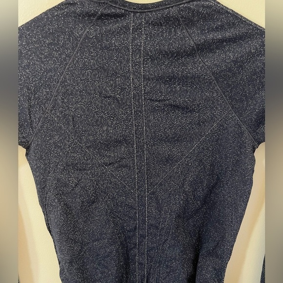 Athleta Women XS Speedlight Glow Sparkle Top Black Metallic Long Sleeve Ruched - Picture 6 of 7